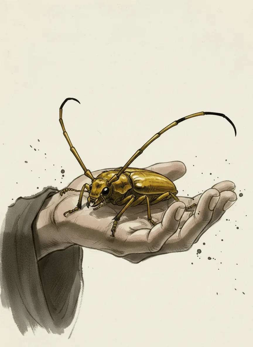 Yellow Camel Longhorn Beetle Gu